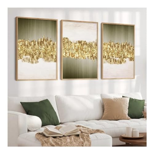 Peinture sur toile or et vert de haute qualité | Cadre interne 55x75cm