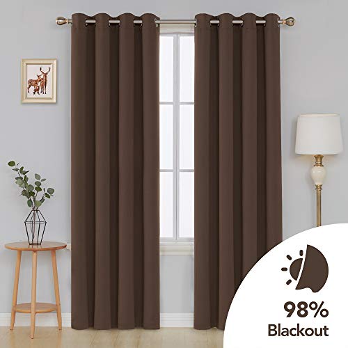 Image of Deconovo Blackout Curtain Darkening Bedroom or Living Room Grommet Thermal Insulated Lighting Reduce Drape, 52 x 95 in-1 Panel, Brown