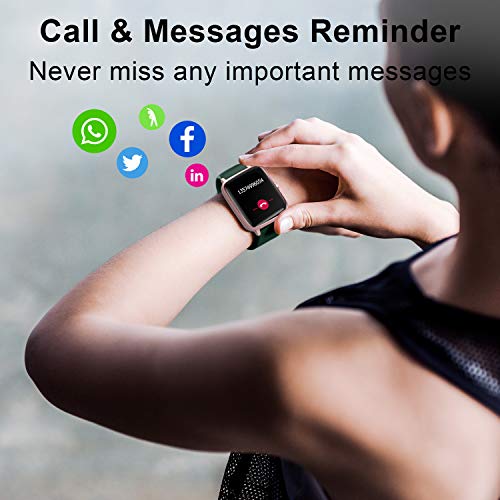 ANBES Health and Fitness Smartwatch with Heart Rate Monitor, Smart Watch for Home Fitness Tracking, Yoga, Exercise Bike, Treadmill Running, Compatible with iPhone and Android Phones for Women Men