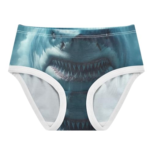 Giant Shark Monster Sea Toddler Girls Underwear, Girls' Cotton Brief Underwear, 2T–8 Years