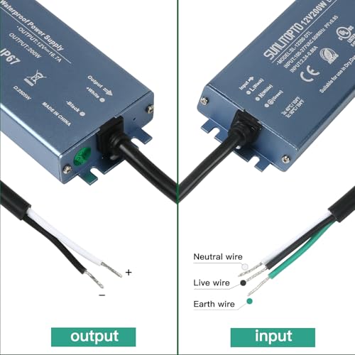 SUNLITOPTO 12V 200W IP67 Waterproof LED Driver, AC120-277V Low Voltage Power Supply Transformer for LED Strip Lights, UL CE TAA Listed by SUNLITOPTO - Used condition - Image 6