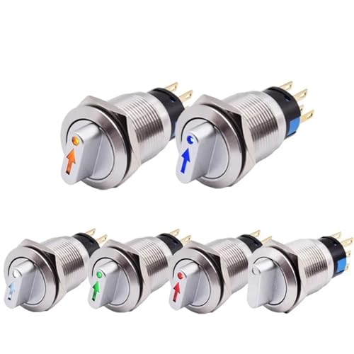Selector de metal 19mm robusto e interruptor iluminado LED SPDT 12V 2