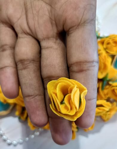 Image of VRB DecTM 50 Pcs Artificial Fabric Rose Fake Flowers Water Floating Flowers,Festival and Events, Home, Table, Bedroom, Pooja Room Decoration Items and DIY. (Yellow)