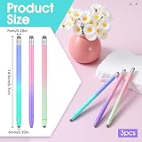Thinp 3 Pcs Stylus Pens for Touch Screens, 2 in 1 Stylus Pen for Tabelt High Precision And Sensitivity Stylists Pens Multicolored Double Rubber Tips Compatible with Phone, Android and Samsung Tab - Image 2
