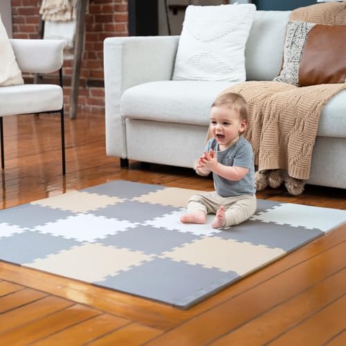miotetto baby play mat soft foam floor tiles for kids adjustable interlocking foam tiles fits with 50x50 playpen baby mat for crawling amp development safe amp non-toxic playmat for babies 6-12 months