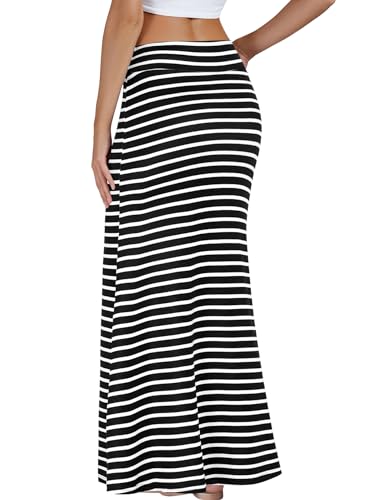 KIFOVEN Women's Casual Striped Print High Waist Maxi Long Pencil Skirt2