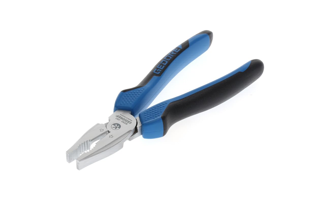 Gedore 2-Component Handle Power Combination Pliers For Cutting/Holding/Twisting, Dual-Material Grips, Length 180 Mm, Hrc 62-64, 8250-180 Jc