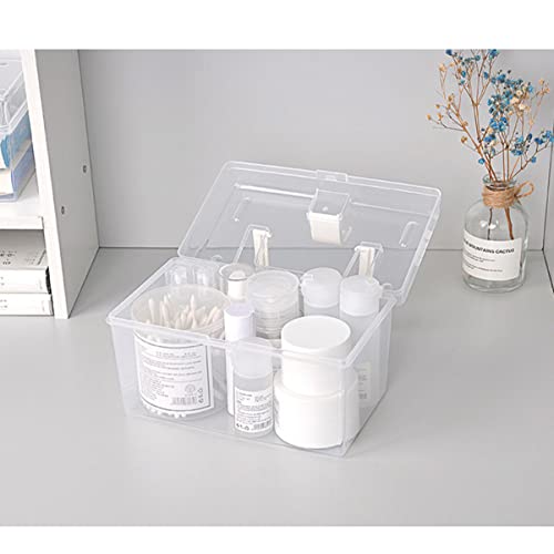 Image of Cabilock 2pcs Portable First Aid Box Large Capacity Medicine Storage Organizer with Handle Transparent Design Durable Plastic for Home Travel Camping Emergencies White