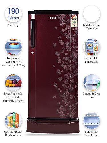 Image of Koryo By Big Bazaar 190L 3 Star Direct Cool Single Door Refrigerator (KDR210DR3F,Red)