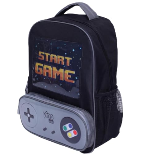 Mochila De Costas Escolar Infantil Star Game 40cm Yin's YS42198 - Volta às Aulas (Preto)