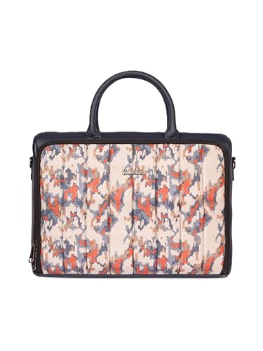 Image of ZOUK Blue Pro Laptop Bag for Men | Vegan Leather Office & Travel Bag with Quilted Design, 15.6-Inch Laptop Compartment, Trolley Sleeve & Shoulder Strap |