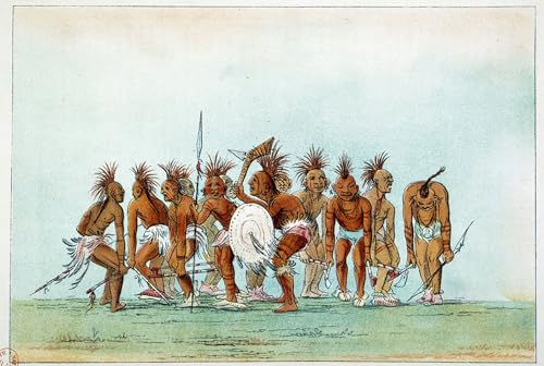 Impression George Catlin Danse Tribale pour Salon et Bureau Toile Murale Amérindienne