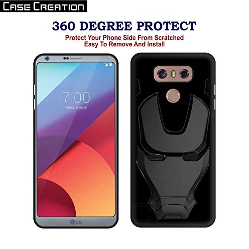 Image of COVERLY Official 3D Touch Feel Trending Marvel Avengers Logo Mask Soft Rugged Grip Silicone Iron Man Super Power Cartoon Movie Engraved Silicone Matte Back Cover for LG G6 H870 - Black