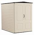 Rubbermaid Large Vertical Resin Outdoor Storage Shed With Floor (6.2 x 4.6 Ft), Weather Resistant, Beige/Brown, Organization for Home/Backyard/Garden Tools/Lawn Mower/Bike Storage/Pool Supplies