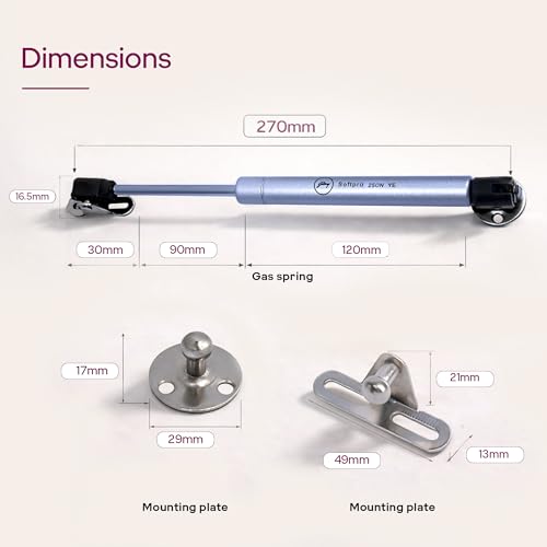 Image of Godrej Kitchen Fittings | Regular Hydraulic Gas Spring | 250N | for Kitchen Cabinets | High-Strength Steel with Chrome Plating | Multi-Angle Install | Hands-Free Door Support | Metal Clips(1 Pair)