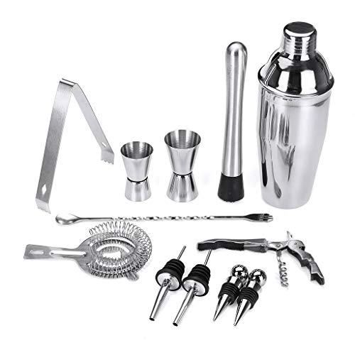 Set coctelera acero inoxidable 12 piezas kit bartender miniatura 1