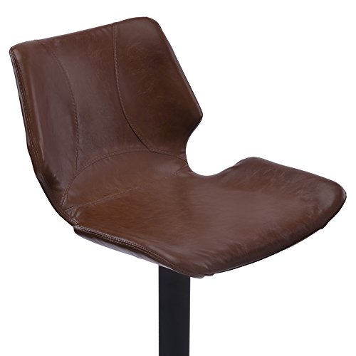 Armen Living Zuma Swivel Adjustable Barstool in Vintage Coffee Faux Leather and Black Metal Finish - Image 4