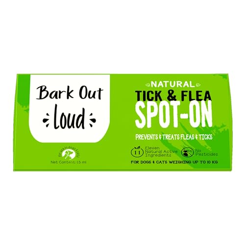 Bark Out Loud, Vivaldis-Natural Spot On - Preventive Treatment Against Fleas&Ticks. Enriched with 11 Essential Oils. Ensures Healthy Coat for Dogs & Cats. 1.5 ml- for Dogs Weight upto10kg