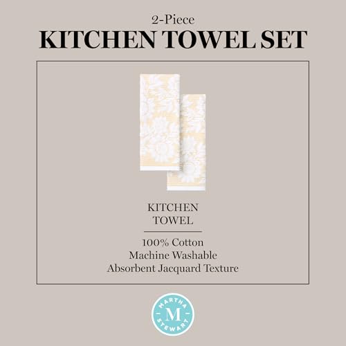 Martha-Stewart-Woodland-Harvest-Jacquard-Sunflowers-Kitchen-Towel-2-Pack-Set-100-Cotton-with-Absorbent-Honeycomb-Texture-Decorative-Kitchen-Towels-Yellow-16X28 Martha Stewart Woodland Harvest Jacquard Sunflowers Kitchen Towel 2 Pack Set 100 Cotton with Absorbent Honeycomb Texture Decorative Kitchen Towels Yellow 16X28