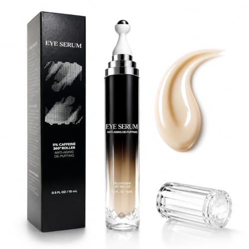 Caffeine Eye Cream with 360° Roller for Puffiness & Dark Circles, 15 mL