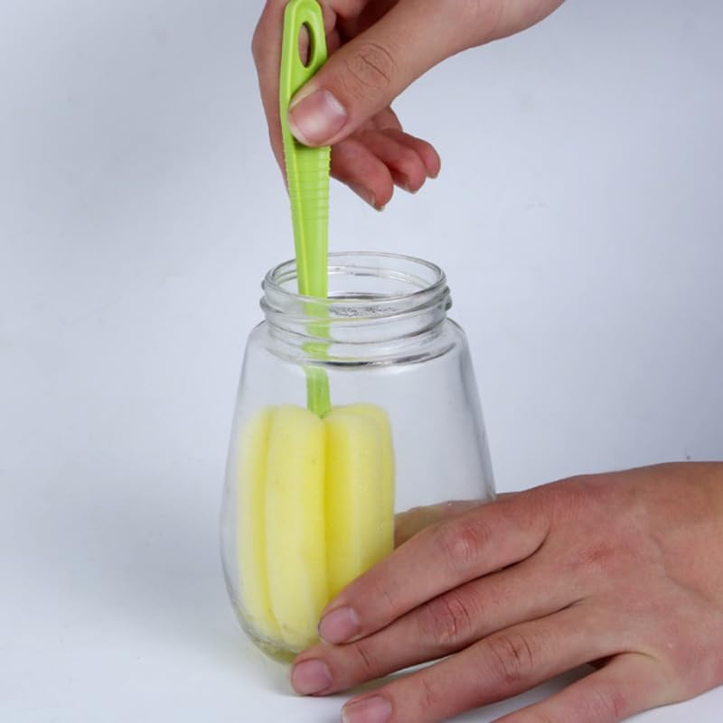 Image of Sponge Bottle Brush 3PCS 8Inch Portable Long Handle Bottle Brush Wine Glass Cleaner Cup Cleaning Brush Baby Bottle Scrubber for Baby Bottle Dishwashing Kitchen Clean Mugs
