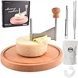 ShinianYa Girolle Cheese Curler Beech Wood-Stainless Steel - Best for Tete de Moine Curler and Chocolate Shavings and curls, Manual Handheld Cheese Slice & Shaver