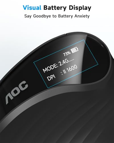 Image of AOC 2.4GHz Ergonomic Mouse, Wireless Bluetooth Vertical Mouse for Work, 4800 DPI Optical Tracking, 5 Adjustable DPI, Quiet Clicks, RGB Light, Compatible with Computer, Laptop, PC, Mac, Desktop - Black