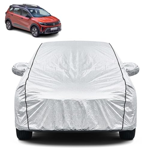 Image of Waterproof Car Cover for Renault Triber | Dustproof, UV Resistant & Scratch Protection | Soft Cotton Lining | Triple Stitched | Mirror Pockets & Elastic Fit | Silver
