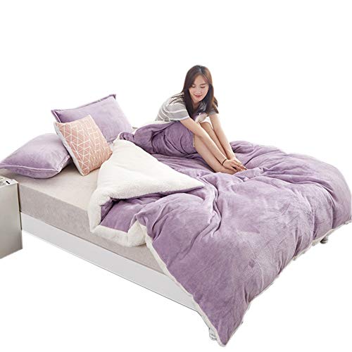 LYDMLZYD Solid Color Parure De Couette Pièce Simple,Oxygenotherapie Polaire De Corail Housse De Couette,Automne Hiver Velvet Housse De Couette Douceur Cover