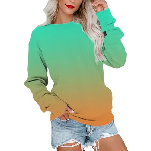 Sweatshirts for Women Crewneck Long Sleeve Oversized Tunic Tops Lightweight Casual Loose Fit Pullover Tops 2025 Workout Shirt
