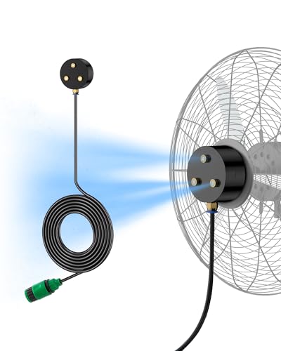 Ehiair Magnetic Outdoor Misting Fan Kit Upgraded Fan Mister Kit for Outside Triple Nozzle Design 16.4FT Misting Line Misting Cooling System for Patio Backyard Pool (Fans Not Included)