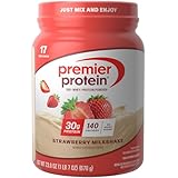 Premier Protein Powder, Strawberry Milkshake, 30g Protein, No Added Sugar, 100% Whey Protein, Keto Friendly, Soy & Gluten Free, 24.5 oz (17 Servings)