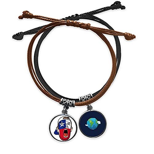 Pulsera de bandera chilena con cuerda de cuero y kit de maquillaje facial para hinchas