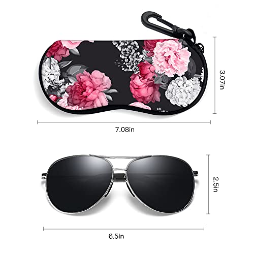 Image of Sunglasses Soft Case with Carabiner Ultra Light Neoprene Zipper Glasses Case
