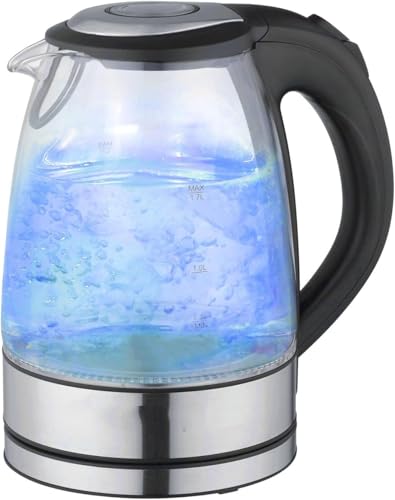 Hervidor eléctrico de vidrio 1.7L con acero inoxidable miniatura 1