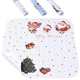 HITSLAM Alfombra Ducha Antideslizante Navideña, Alfombrilla Ducha Navideña Cuadrada 53 x 53 cm, diseño navideño, Alfombrilla Baño Lavable a máquina con ventosas y Orificios de Drenaje, Blanca