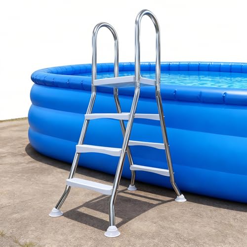 Escalera para piscina con 3 peldaños y estructura de acero inoxidable miniatura 1