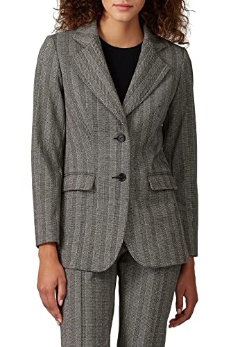 Grey Striped Trousers, Women's Pre-Loved Modern Slim Striped Pants, Size M or L3