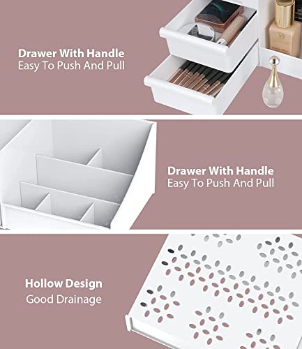 Image of COOFANDY Make Up Cosmetic Organiser with Drawers, Makeup Organiser Storage Cosmetic Box for Washbasins, Dressing Table Organiser Box for Bedroom, Bathroom, Large Makeup Organiser (Pink)