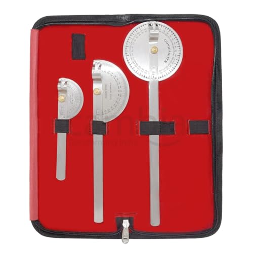 Image of Cambia Premium Quality Goniometer Set of 3 Pcs. with Pouch - Designed for accurate measurement of joint angles - Durable stainless steel for long-lasting - goniometer