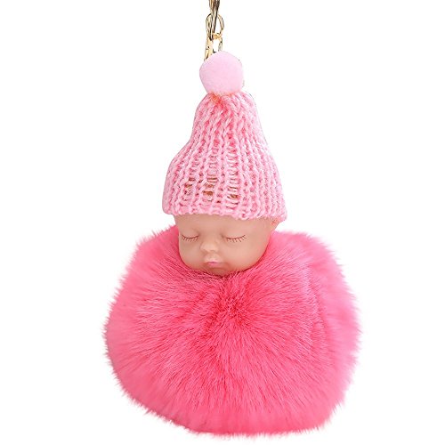 Preisvergleich Produktbild Maus Schlüsselbund Pelztier Schlüsselanhänger Inhaber Pompons Schlüsselanhänger,10CM (8CM, Wassermelonenrot-Puppe B)