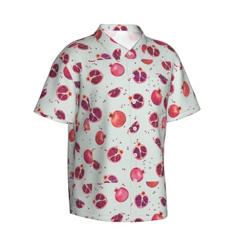 Camisas cómodas de manga corta con estampado de granada para hombre, informales, para la playa, festivales, día festivo, Negro -, 3XL