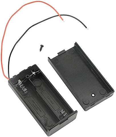 GTIWUNG 7Pcs 2 AA Battery Holder with Switch and Cover, Battery Holder Case Box with Wires,Black Plastic Batteries Case with Pin, 2X1.5V 3V AA Battery Holder with Leads,2Pcs Cell Battery Storage Case