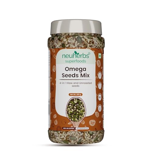 Image of Neuherbs Omega-3 Fiber 4-in-1 raw & Unroasted seeds mix 200g | Diet snacks | Super Seeds Mix For Eating | Healthy Food For Weight Management, Heart,Good Skin