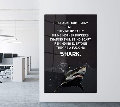 Panneau Hustle et affiche requin : impression sur toile dure Be Humble - 5