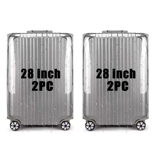 28 Inch Clear PVC Luggage Cover Protector 2 PC, 0.4mm Thick Waterproof Suitcase Cover, Dustproof & Anti-Scratch, TSA Approved Luggage Covers for Suitcase, Fits 28