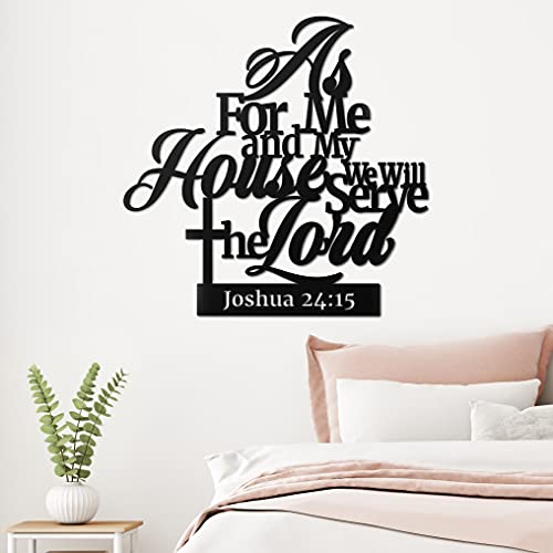 Vivegate As For Me And My House Sign – Metal Bible Verses Wall Decor As For Me And My House Christian Wall Decor (Black 02)