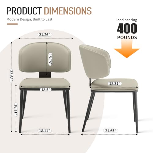 Image of Dining Chairs Set of 6, Faux Leather Dining Chairs, Light Gray