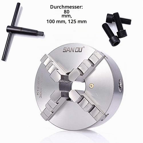 Selbstzentrierendes Vierbackenfutter Drehfutter Chuck 4 Backenfutter Drechselmaschine Drehbankfutter Dreibackenfutter 80/100/125mm (80mm)