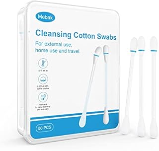 Mebak Piercing Aftercare Cleansing Swabs, 50Pcs Saline Solution Cotton Buds, Piercing Cleaning Solution for Ear Nose Belly Button Body Piercings, Effective Cleaner to Soothe Irritated Piercing Bumbs